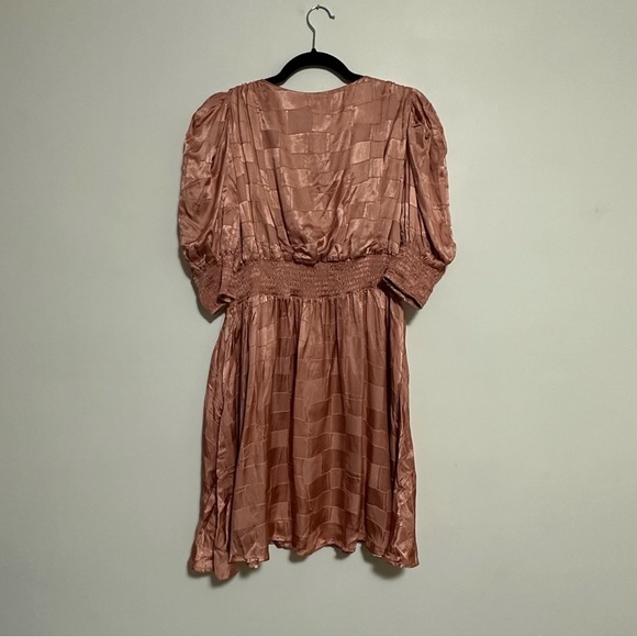 Maisie Satin Puff Sleeve Button Down Mini Dress - Picture 5 of 6